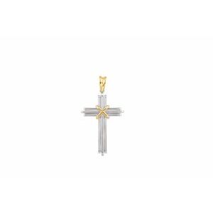 Sterling Silver & 14K Yellow 36.75x24.5 mm Cross Pendant - Siddiqui Jewelers