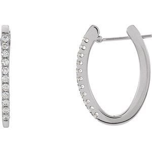 14K White 1/3 CTW Diamond 20 mm Hoop Earrings - Siddiqui Jewelers