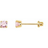 14K Yellow 3 mm Round Pink Cubic Zirconia Piercing Stud Earrings - Siddiqui Jewelers