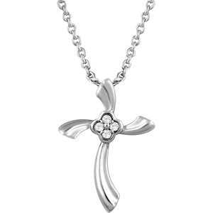Sterling Silver .03 CTW Diamond Cross 18" Necklace - Siddiqui Jewelers