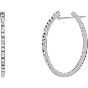 14K White 1/2 CTW Diamond 29 mm Hoop Earrings - Siddiqui Jewelers