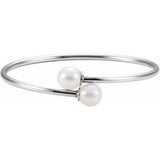 Sterling Silver 9.5 mm White Pearl Flexible Bangle Bracelet - Siddiqui Jewelers
