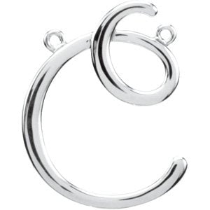 Sterling Silver Script Initial C Necklace Center-Siddiqui Jewelers