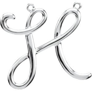 Sterling Silver Script Initial H Necklace Center-Siddiqui Jewelers