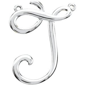 Sterling Silver Script Initial J Necklace Center-Siddiqui Jewelers