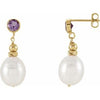 14K Yellow Freshwater Pearl & Amethyst Earrings - Siddiqui Jewelers