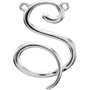 Sterling Silver Script Initial S Necklace Center-Siddiqui Jewelers