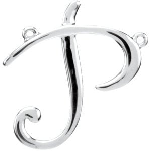 Sterling Silver Script Initial P Necklace Center-Siddiqui Jewelers