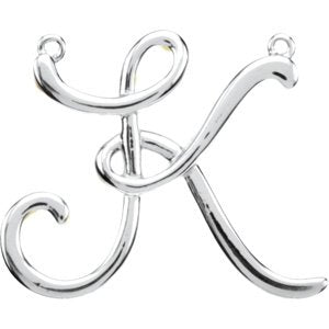 Sterling Silver Script Initial K Necklace Center-Siddiqui Jewelers