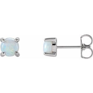 14K White Opal Cabochon Earrings -Siddiqui Jewelers