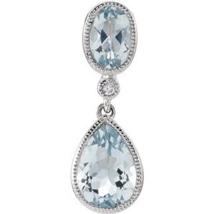 14K White Aqua & .006 CTW Diamond Pendant - Siddiqui Jewelers