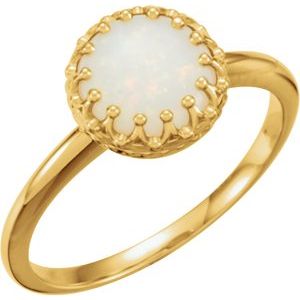14K Yellow 8 mm Round Opal Ring-Siddiqui Jewelers
