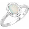 14K White Opal Beaded Cabochon Ring - Siddiqui Jewelers