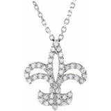 14K White 1/5 CTW Diamond Fleur De Lis 16" Necklace - Siddiqui Jewelers