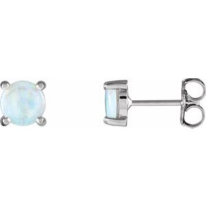 14K White Opal Cabochon Earrings -Siddiqui Jewelers