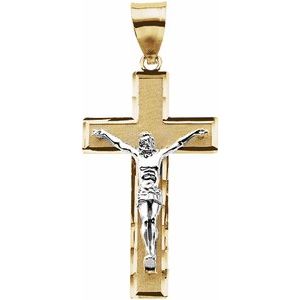 14K Yellow/White 32.25x18.75 mm Crucifix Pendant - Siddiqui Jewelers