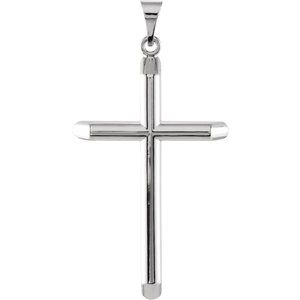 14K White 34.25x22 mm Unadorned Cross Pendant - Siddiqui Jewelers