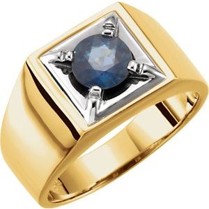 14K Yellow/White Blue Sapphire Illusion Ring - Siddiqui Jewelers