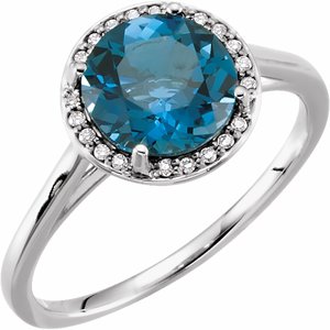 14K White London Blue Topaz & .05 CTW Diamond Ring - Siddiqui Jewelers