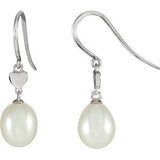 14K White Freshwater Cultured Pearl Dangle Earrings - Siddiqui Jewelers