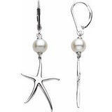 Pearl Starfish Lever Back Earrings - Siddiqui Jewelers