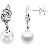 14K White Freshwater Cultured Pearl & 1/10 CTW Diamond Earrings - Siddiqui Jewelers
