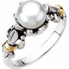 Sterling Silver & 14K Yellow White Freshwater Cultured Pearl Ring - Siddiqui Jewelers