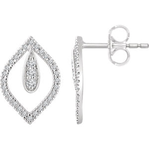 14K White 1/4 CTW Diamond Teardrop Earrings - Siddiqui Jewelers