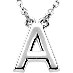 14K White Block Initial A 16" Necklace Siddiqui Jewelers