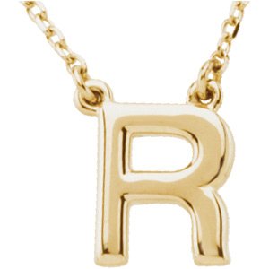 14K Yellow Block Initial R 16" Necklace Siddiqui Jewelers