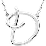 Sterling Silver Script Initial D 16" Necklace-Siddiqui Jewelers