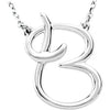 Sterling Silver Script Initial B 16" Necklace-Siddiqui Jewelers