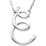Sterling Silver Script Initial E 16" Necklace-Siddiqui Jewelers