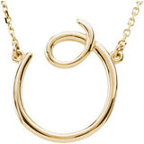 14K Yellow Script Initial O 16" Necklace - Siddiqui Jewelers