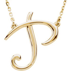 14K Yellow Script Initial P 16" Necklace-Siddiqui Jewelers
