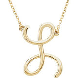 14K Yellow Script Initial L 16" Necklace-Siddiqui Jewelers