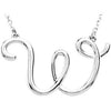 Sterling Silver Script Initial W 16" Necklace - Siddiqui Jewelers