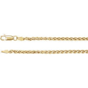 14K Yellow 2.75 mm Diamond Cut Wheat 7" Chain - Siddiqui Jewelers