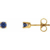 14K Yellow 3 mm Round Imitation Blue Sapphire Youth Birthstone Earrings - Siddiqui Jewelers