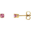 14K Yellow 3 mm Round Imitation Pink Tourmaline Youth Birthstone Earrings - Siddiqui Jewelers