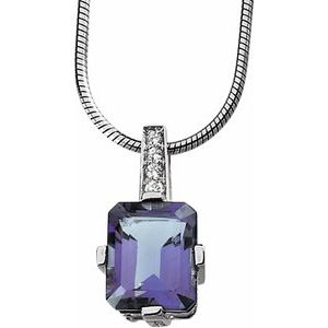 Sterling Silver Amethyst & Cubic Zirconia 18" Necklace - Siddiqui Jewelers