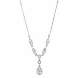 14K White 1/4 CTW Diamond "Y" 18" Necklace - Siddiqui Jewelers