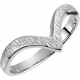 14K White Grooved "V" Ring - Siddiqui Jewelers