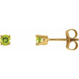 14K Yellow 3 mm Round Peridot Youth Birthstone Earrings - Siddiqui Jewelers