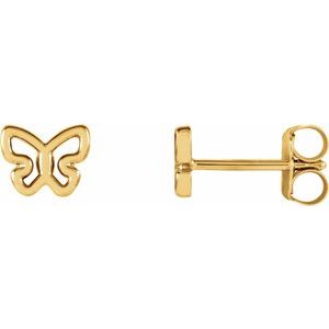 14K Yellow 6.1x4.8 mm Butterfly Earrings - Siddiqui Jewelers