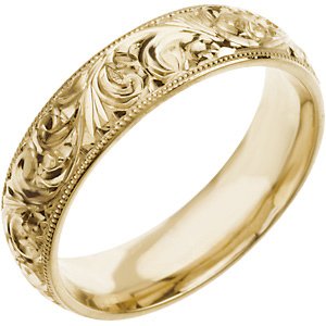 14K Yellow 6 mm Design-Engraved Milgrain Band Size 7 - Siddiqui Jewelers