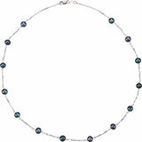 Sterling Silver Freshwater Black Cultured Pearl Station 18" Necklace - Siddiqui Jewelers