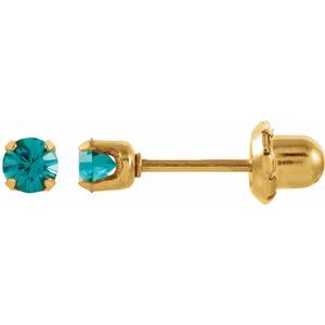 14K Yellow Imitation Blue Zircon Inverness® Piercing Earrings  -Siddiqui Jewelers