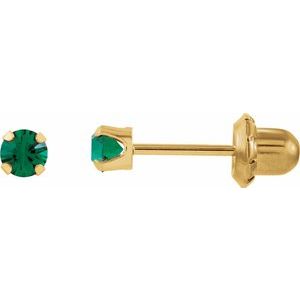 14K Yellow Imitation Emerald Inverness® Piercing Earrings  -Siddiqui Jewelers