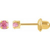 14K Yellow Imitation Pink Tourmaline Inverness® Piercing Earrings  -Siddiqui Jewelers